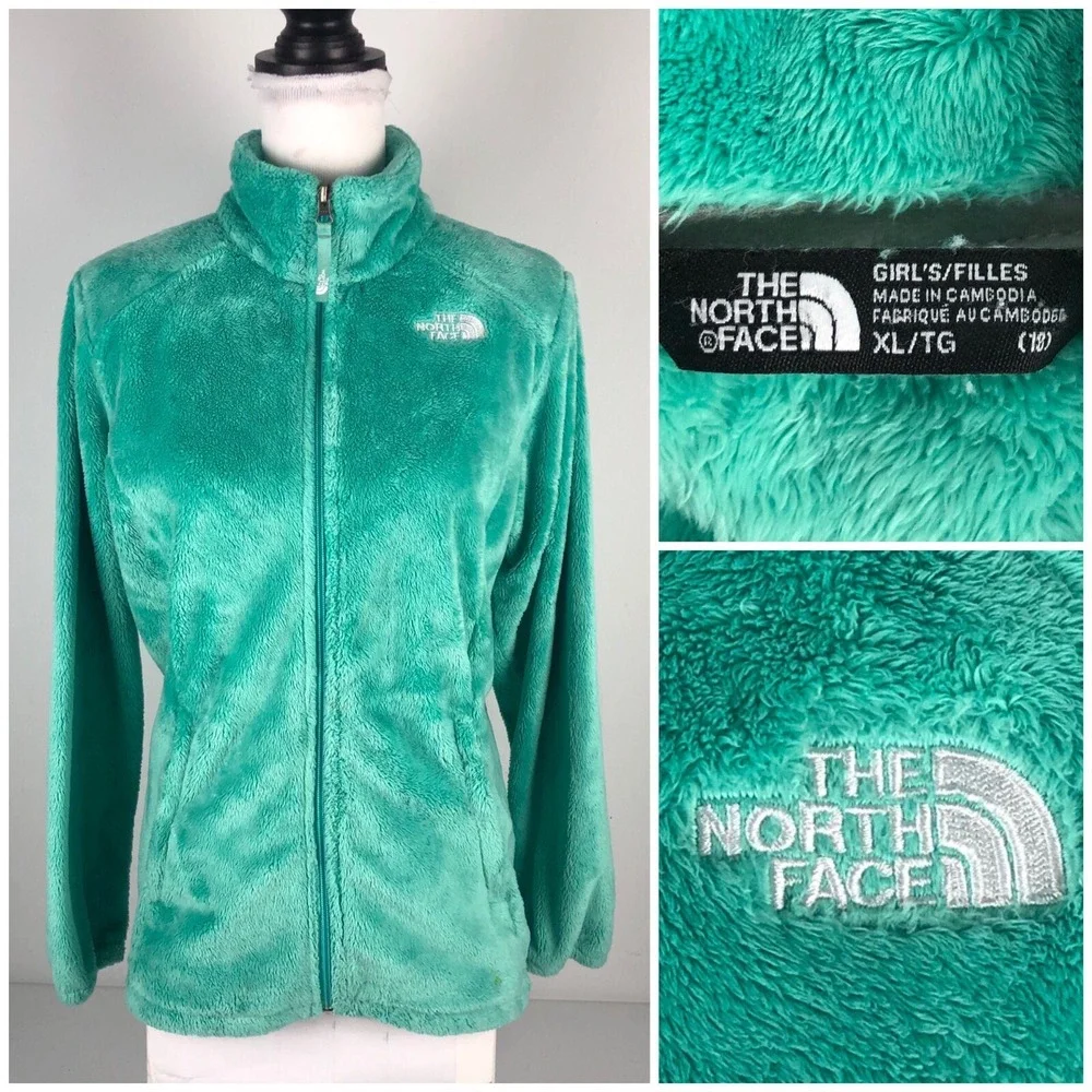 The North Face Girls XL Osalita Jacket Green Fleece Soft Cozy